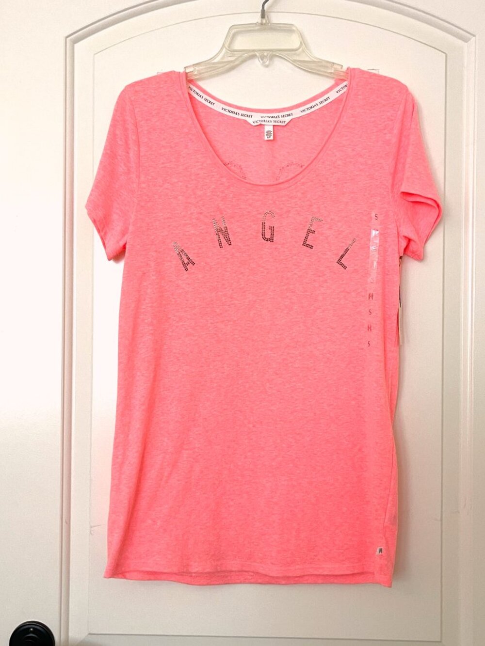 New Victoria's Secret Tee Shirt Top Angel Wings Bright Coral Pink Small